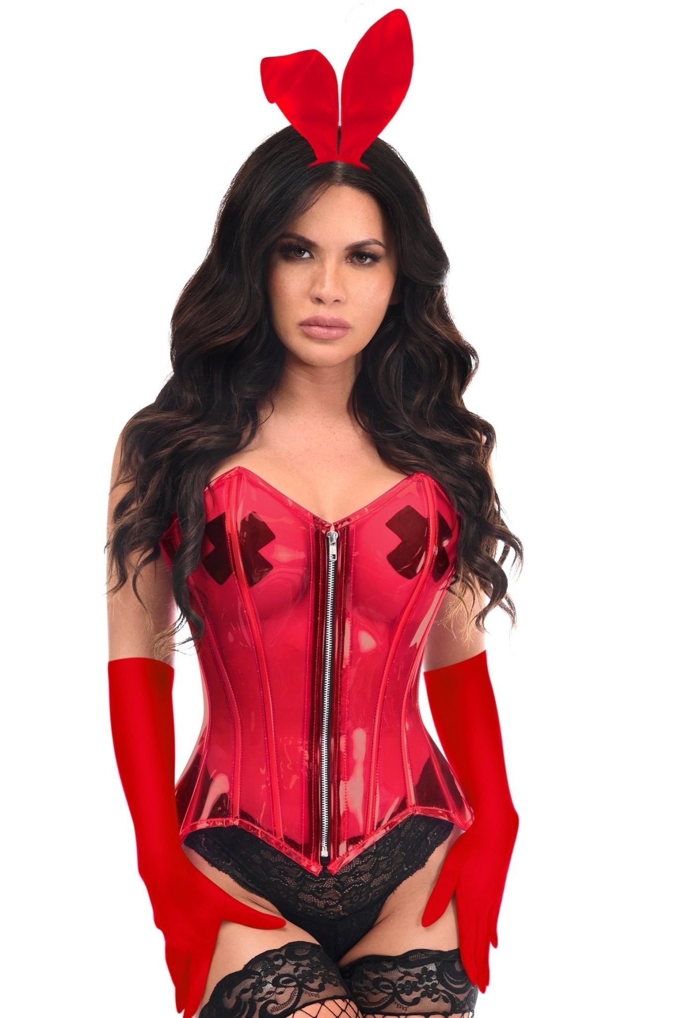 Clear Elegance 4 PC Red Bunny Corset Costume Musotica.com