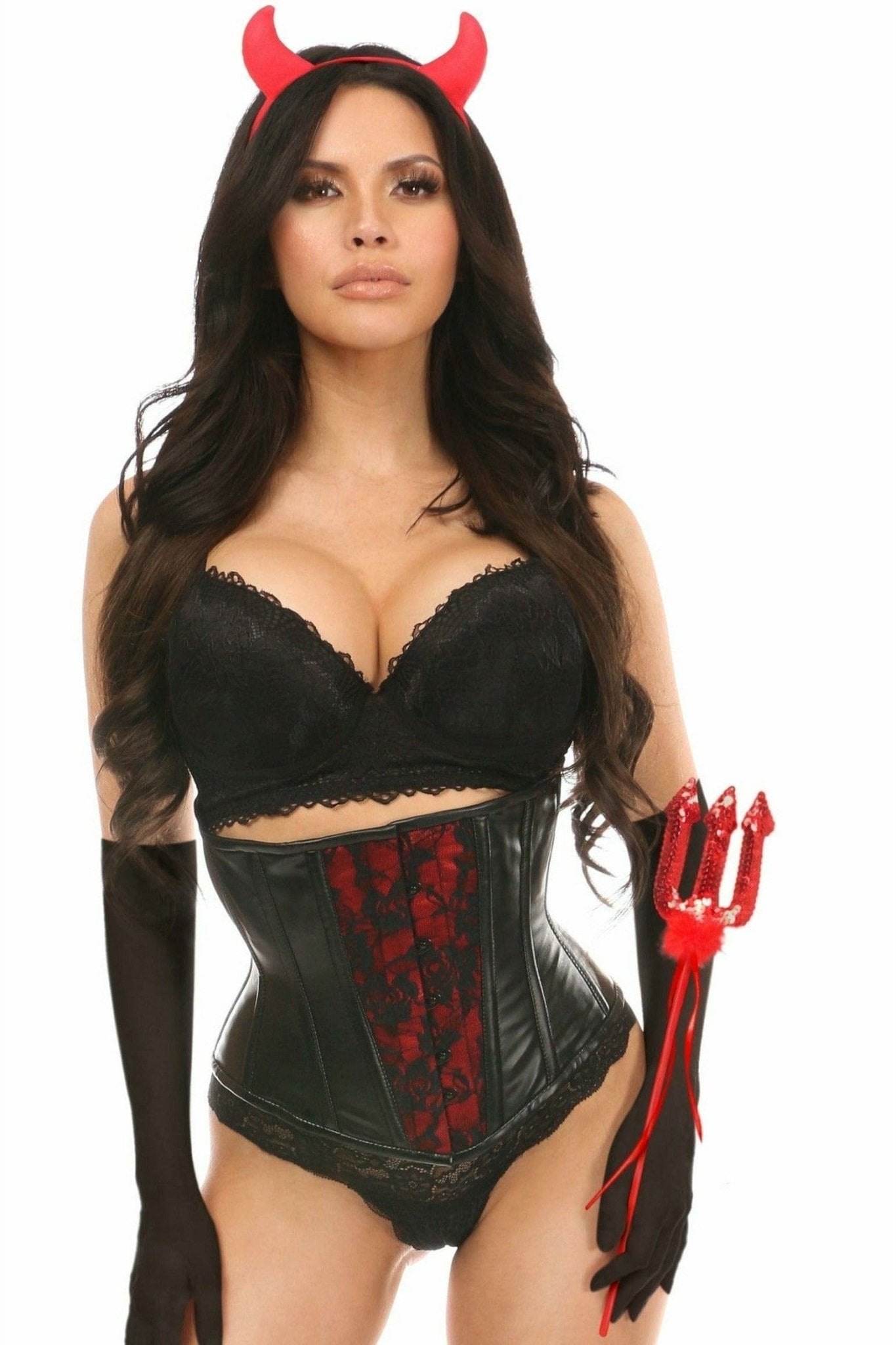 Deluxe 4 Piece Sexy Gothic Devil Corset Halloween Costume Musotica.com