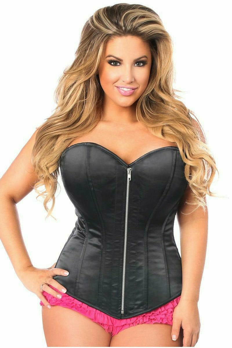 Deluxe Black Satin Steel Boned Corset Musotica.com