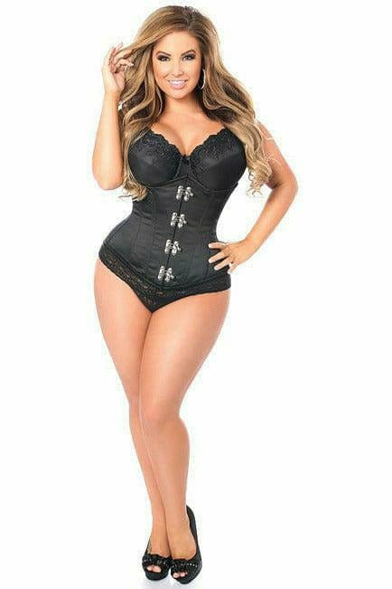 Deluxe Black Steel Boned Underbust Corset with Clasp Closure Musotica.com