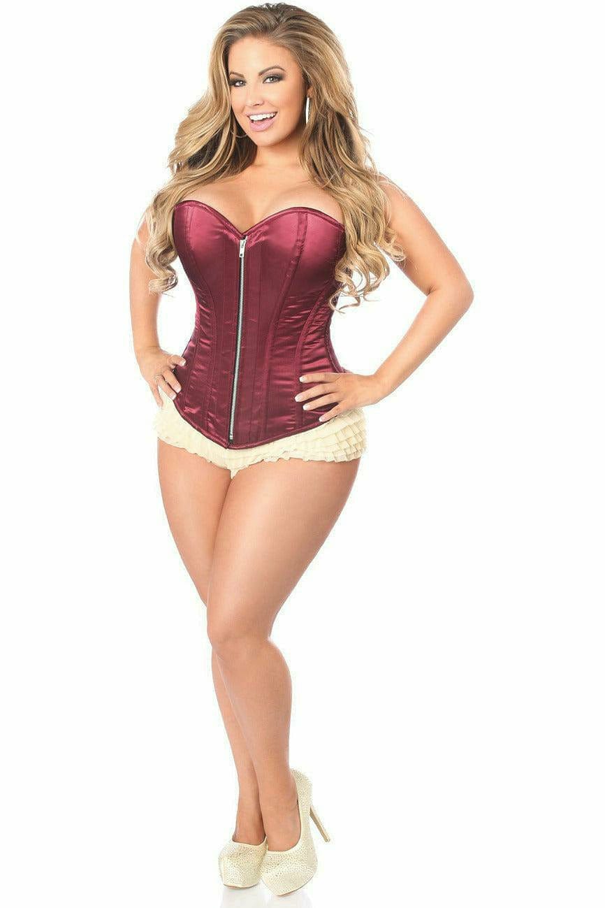 Deluxe Bordeaux Satin Steel Boned Corset Musotica.com