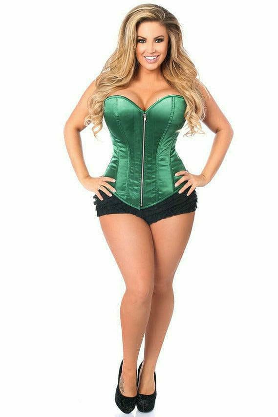 Deluxe Dark Green Satin Steel Boned Corset Musotica.com