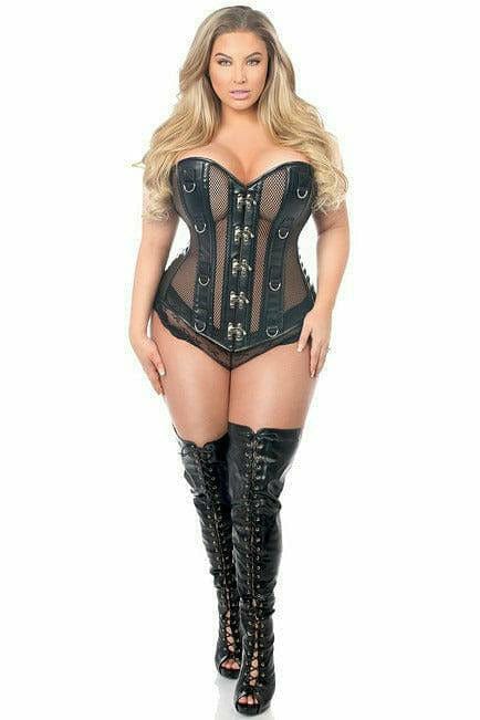 Deluxe Faux Leather & Fishnet Steel Boned Corset Musotica.com