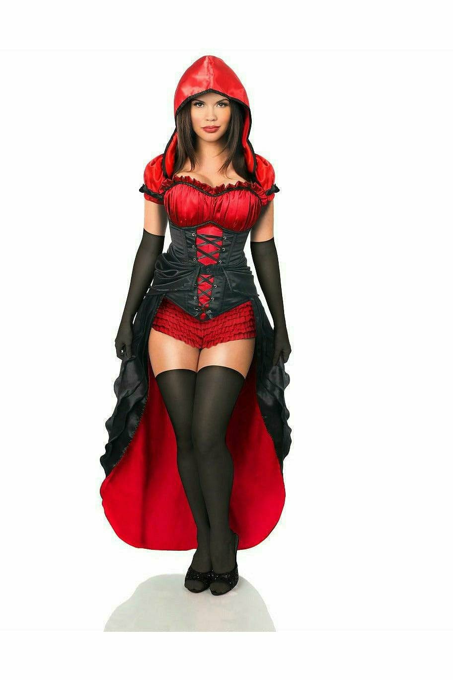 Deluxe Five Piece Red Hot Riding Hood Corset Costume Musotica.com