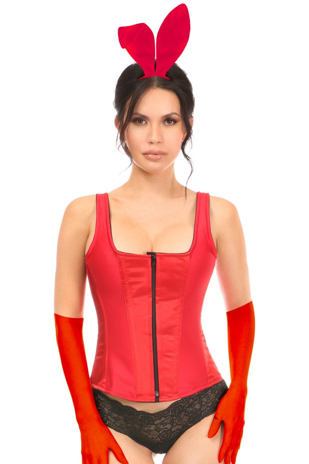 Deluxe Four Piece Classic Red Bunny Corset Costume Musotica.com