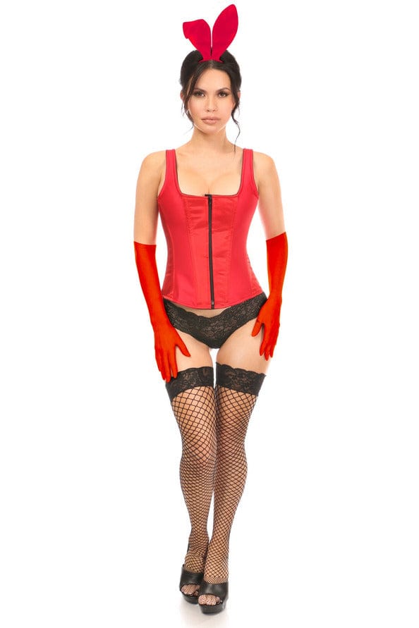 Deluxe Four Piece Classic Red Bunny Corset Costume Musotica.com
