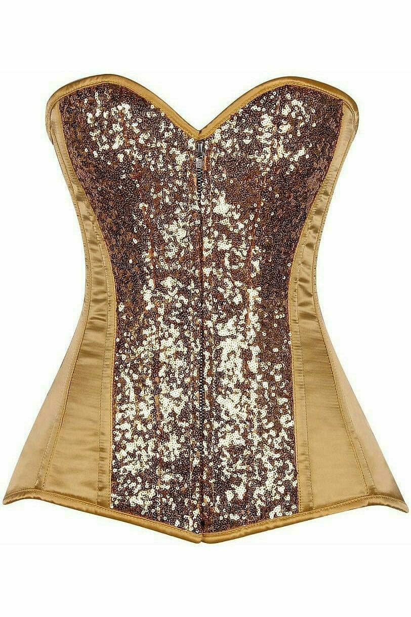Deluxe Gold Sequin Steel Boned Corset Musotica.com