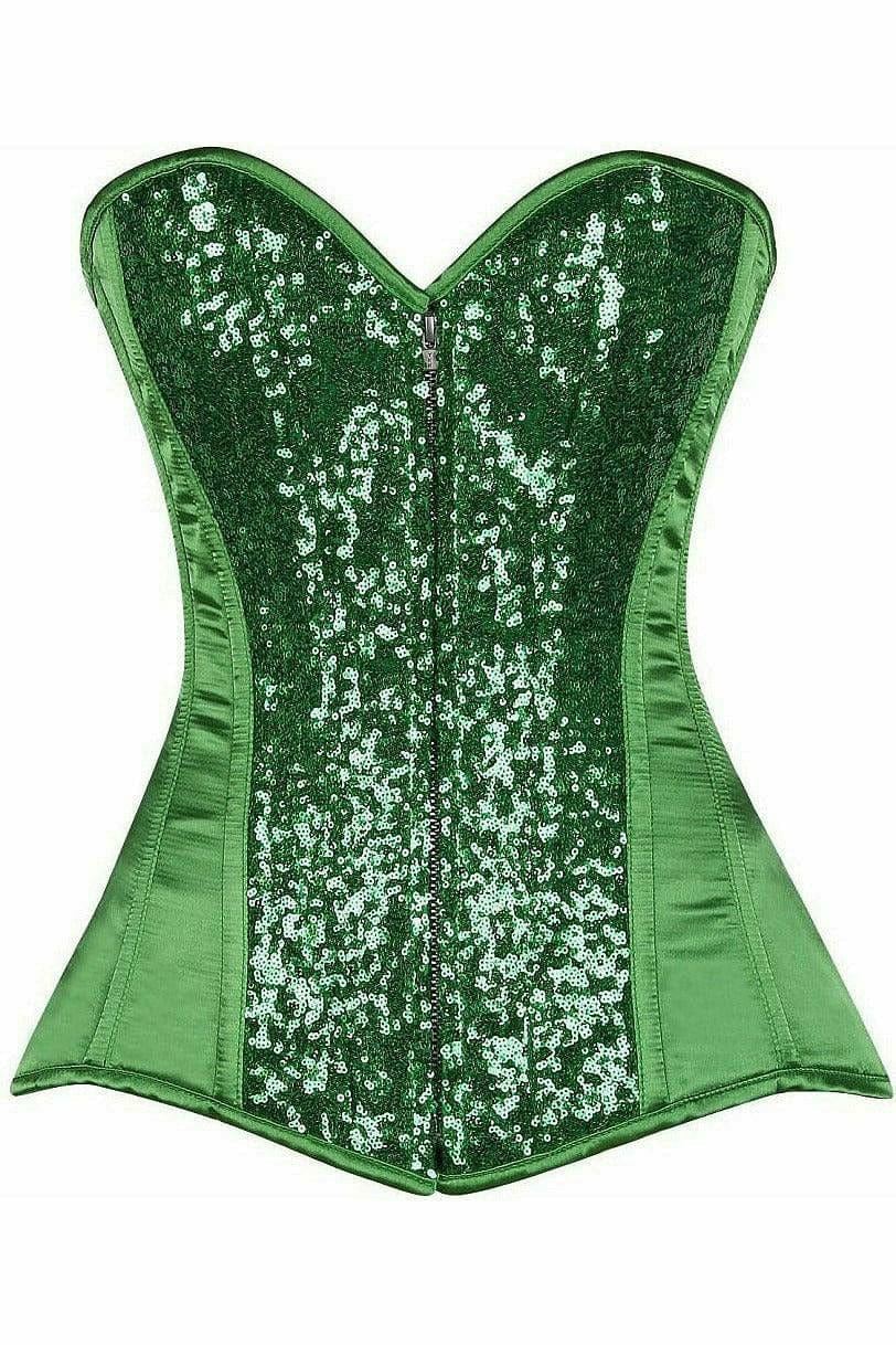 Deluxe Green Sequin Steel Boned Corset Musotica.com