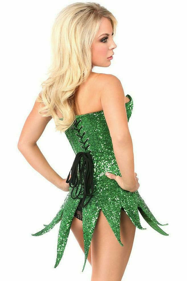 Deluxe Green Sequin Steel Boned Corset Dress Musotica.com