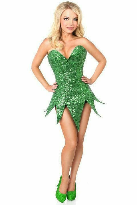 Deluxe Green Sequin Steel Boned Corset Dress Musotica.com