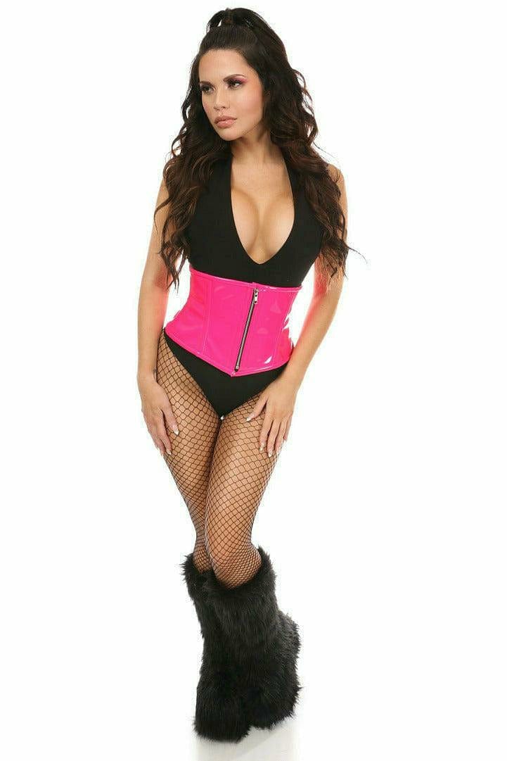 Deluxe Hot Pink Patent Steel Boned Mini Cincher Musotica.com