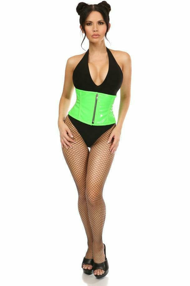 Deluxe Neon Green Patent Steel Boned Mini Cincher Musotica.com