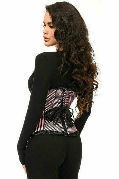 Deluxe Pink Burlesque Underwire Curvy Cut Waist Cincher Corset Musotica.com