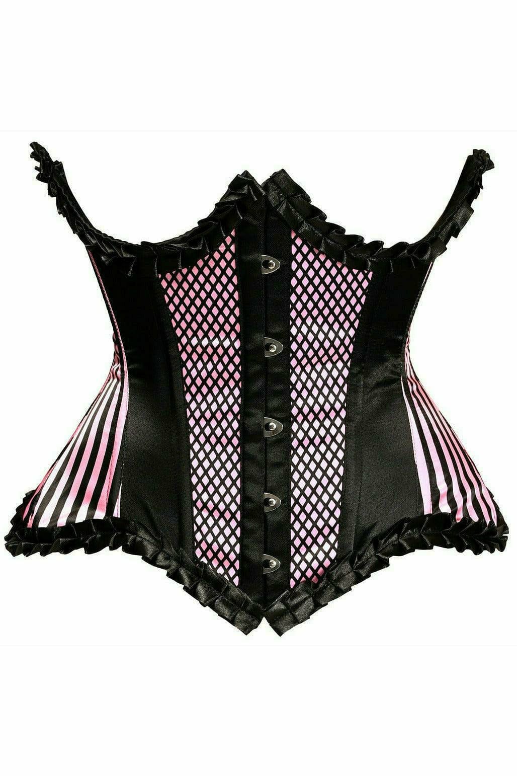 Deluxe Pink Burlesque Underwire Curvy Cut Waist Cincher Corset Musotica.com
