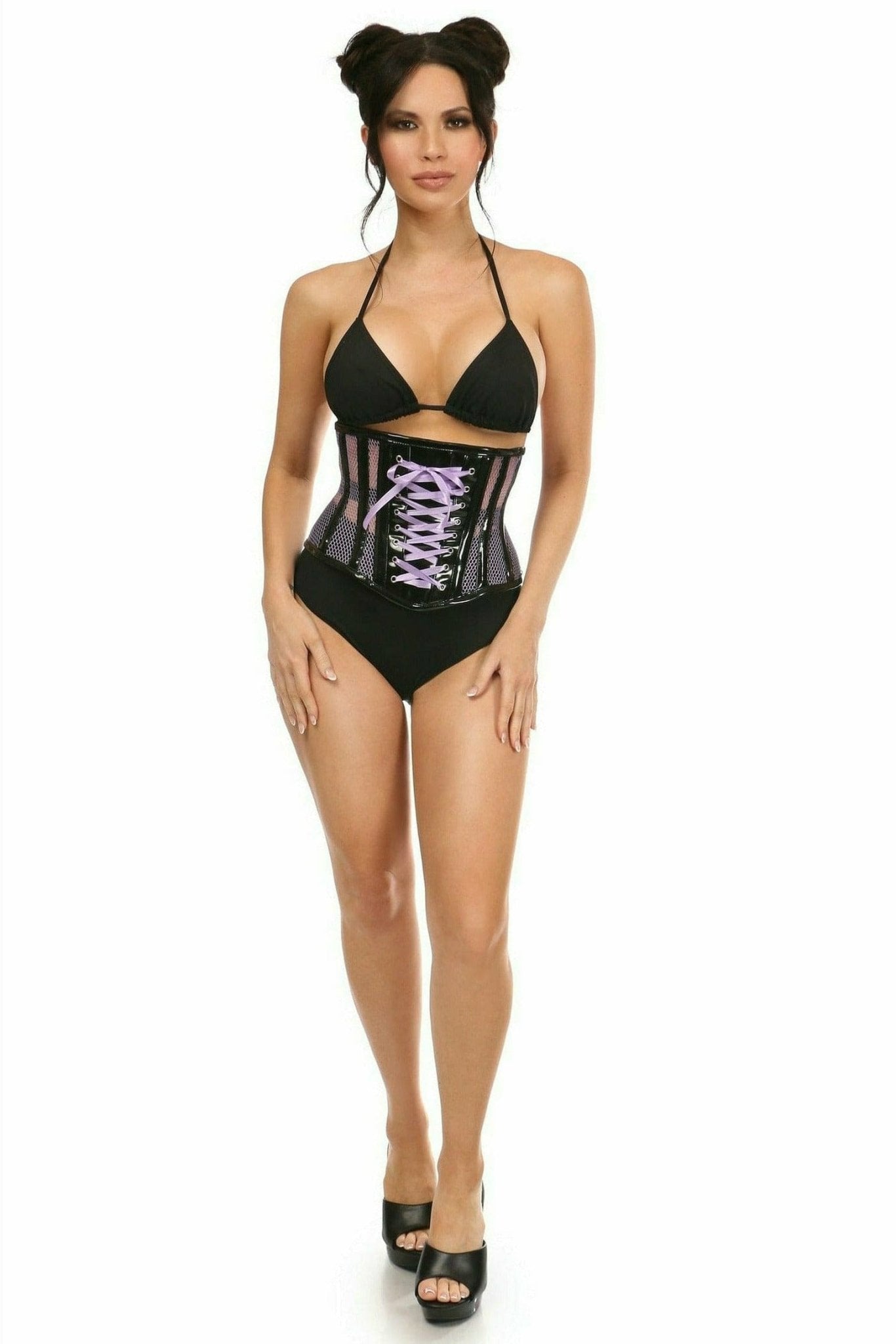 Deluxe Purple Patent & Fishnet Underbust Corset Musotica.com