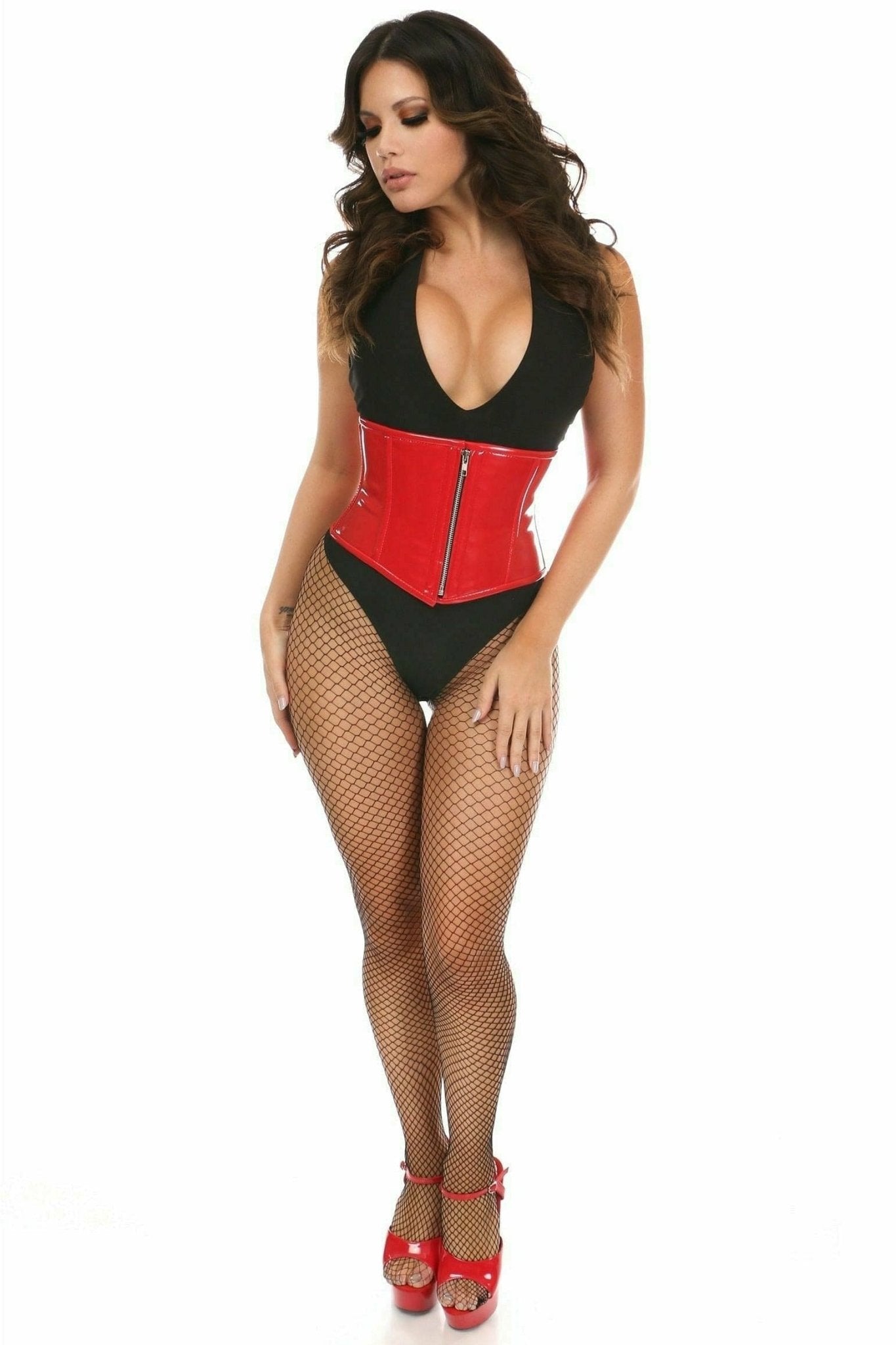 Deluxe Red Patent Steel Boned Mini Cincher Musotica.com