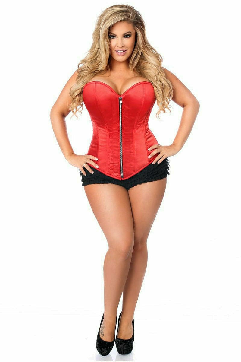 Deluxe Red Satin Steel Boned Corset Musotica.com