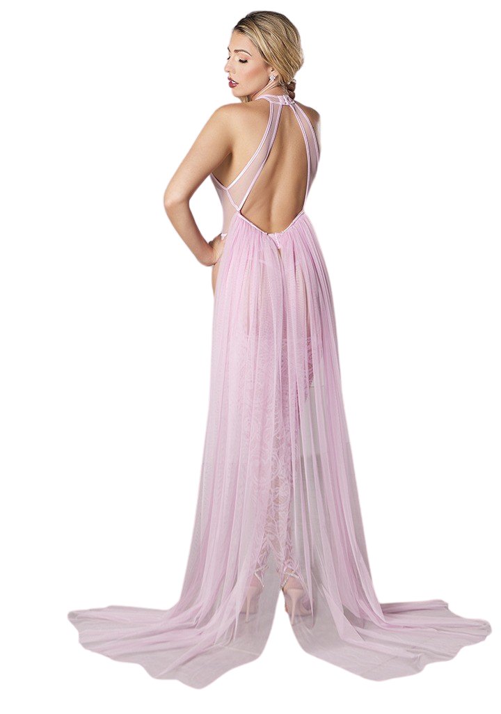 Elegant Sheer Teddy featuring Removable Tulle Musotica.com