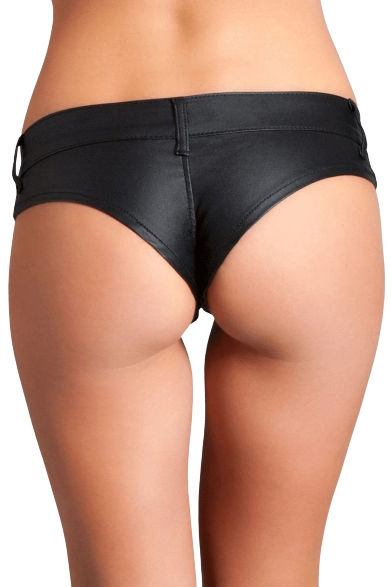 Faux Leather Mini Denim Like Shorts Musotica.com