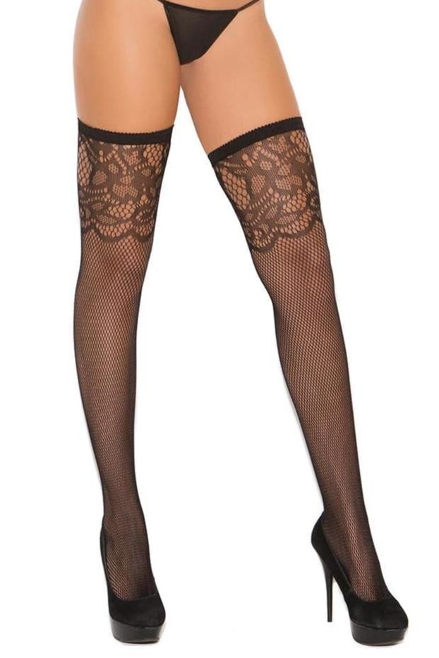 Fishnet Thigh Hi W/scroll Top