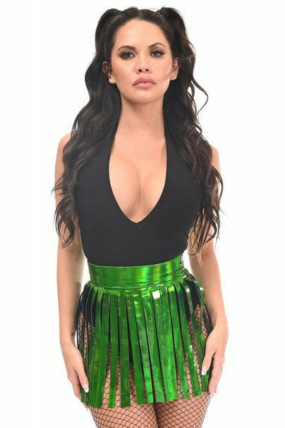 Green Hologram Fringe Skirt Musotica.com