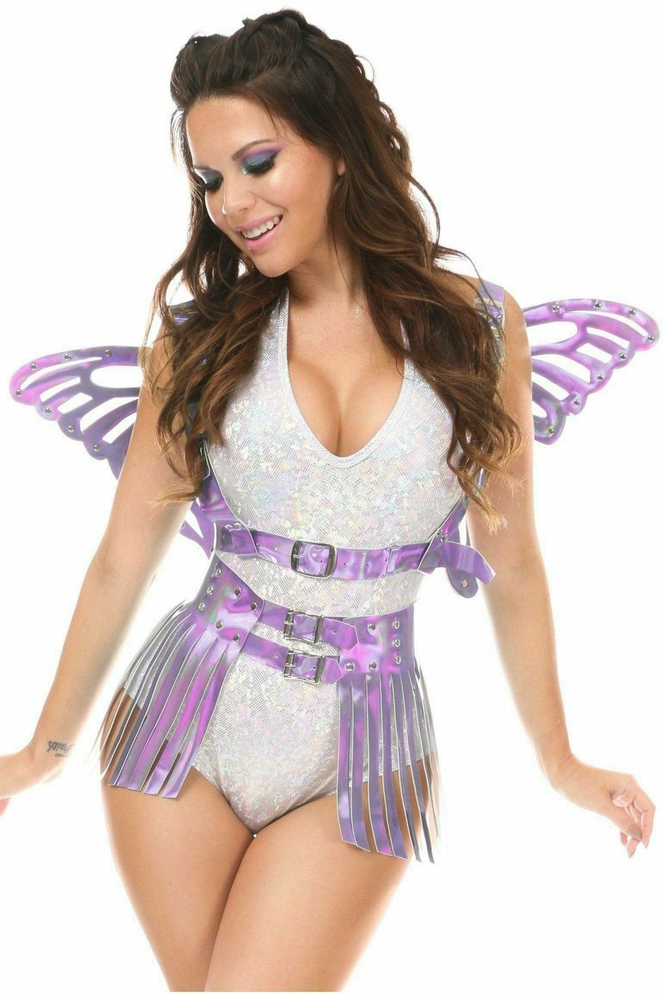 Lavender Hologram Large Butterfly Wing Body Harness Musotica.com