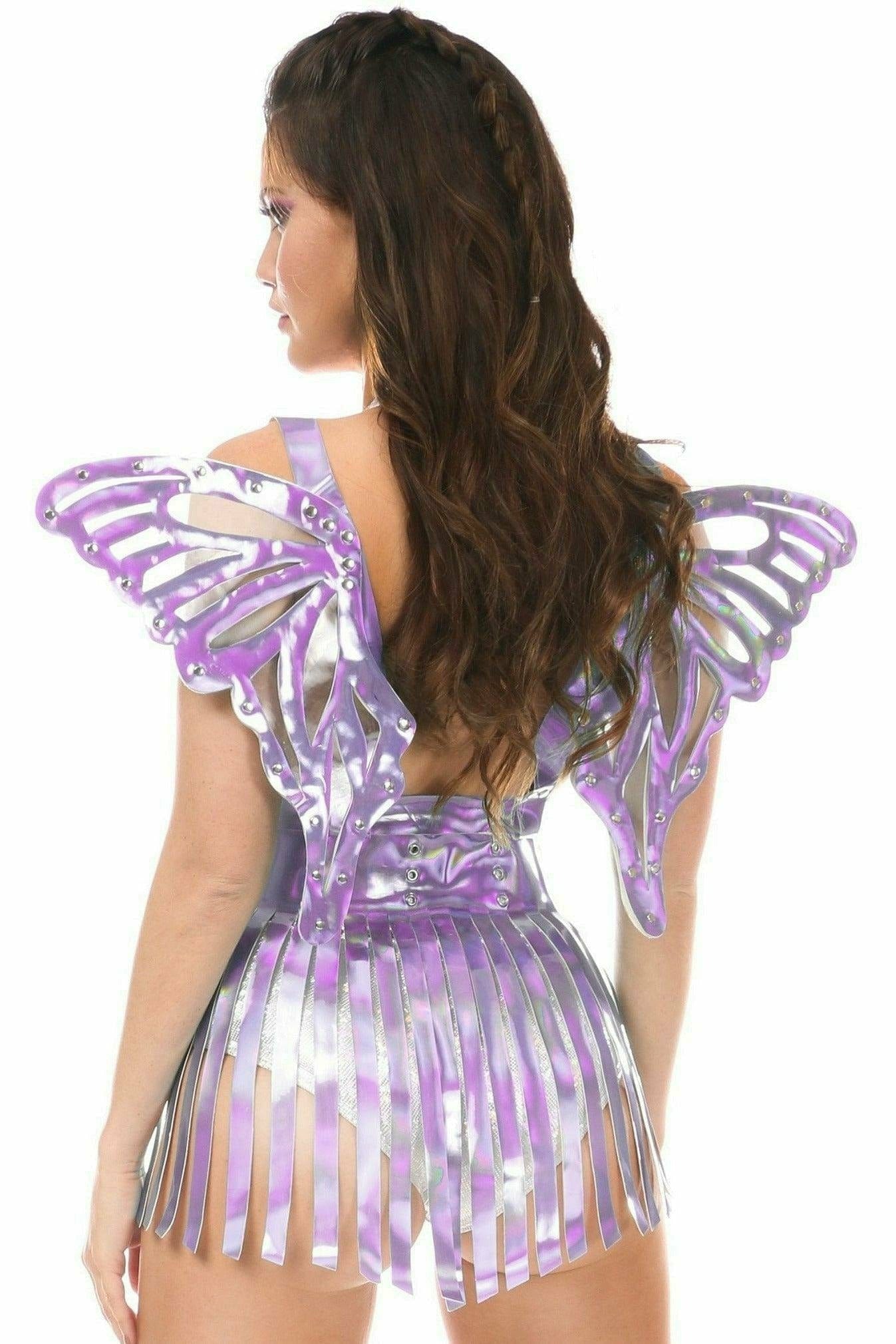 Lavender Hologram Large Butterfly Wing Body Harness Musotica.com