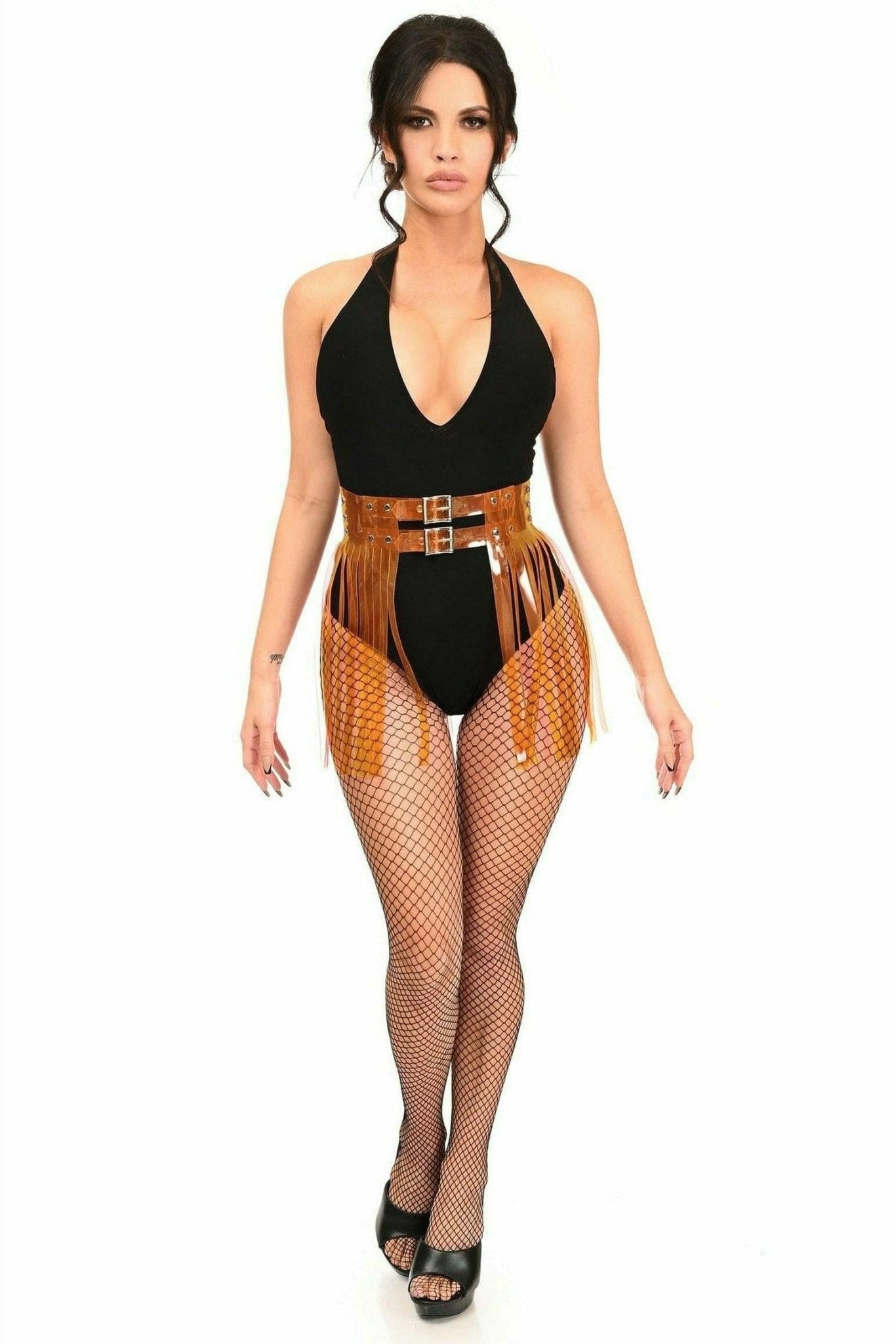 Orange Clear Fringe Skirt Musotica.com