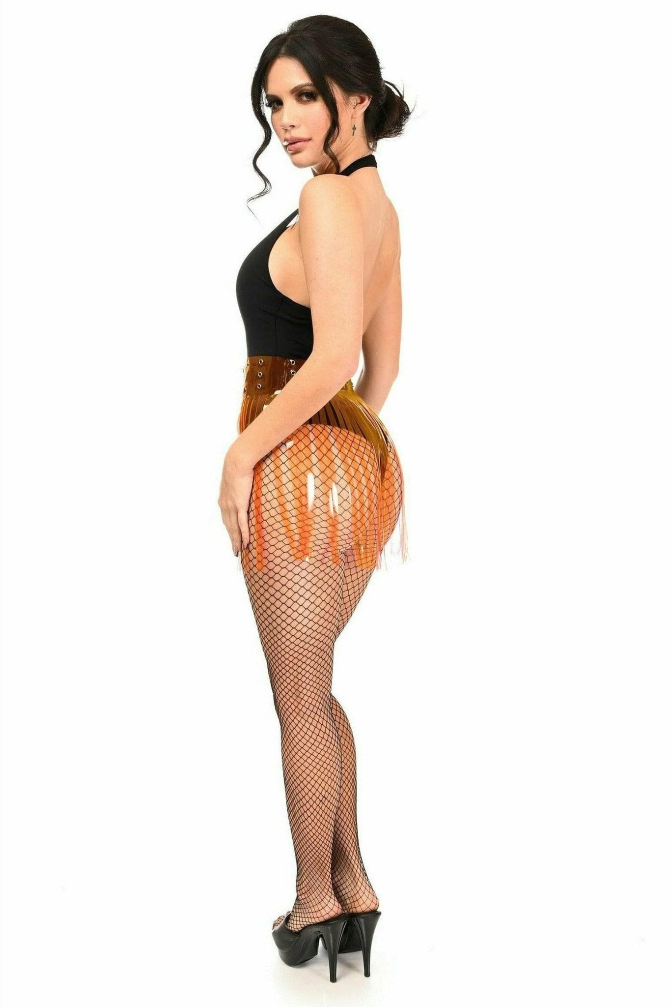 Orange Clear Fringe Skirt Musotica.com