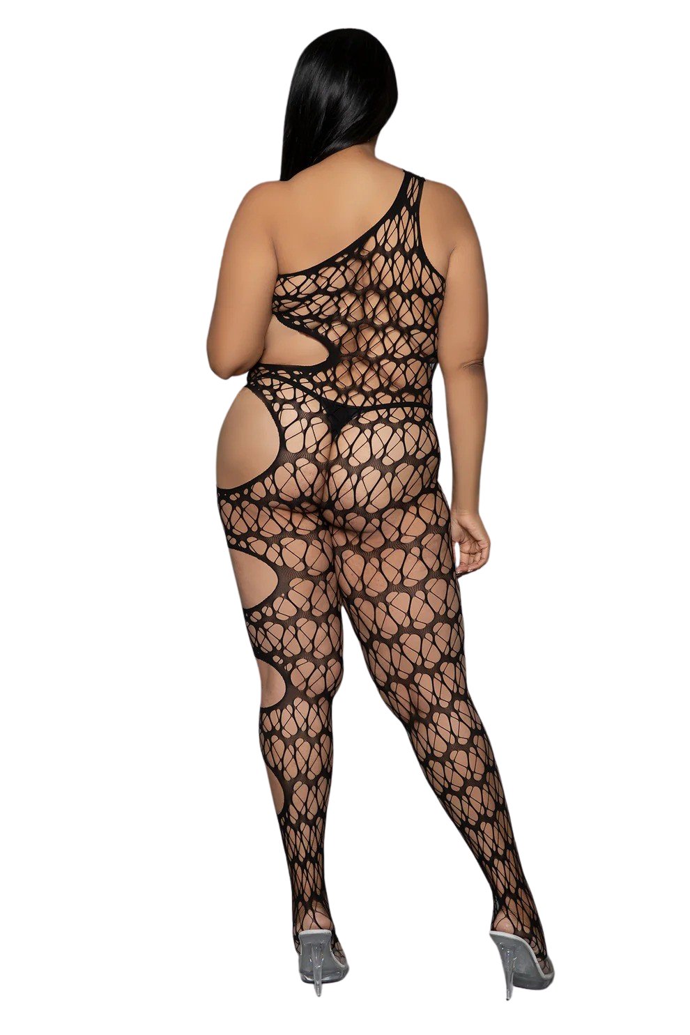 Plus Size Webbed One-Sleeve Bodystocking Musotica.com