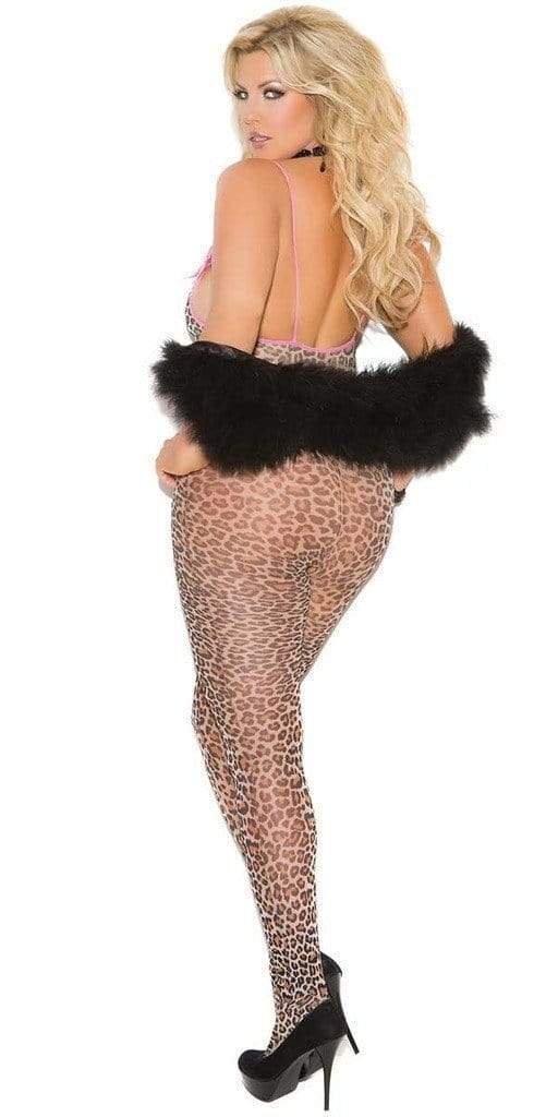 Queen Size Leopard Miranda Open Crotch Bodystocking Musotica.com