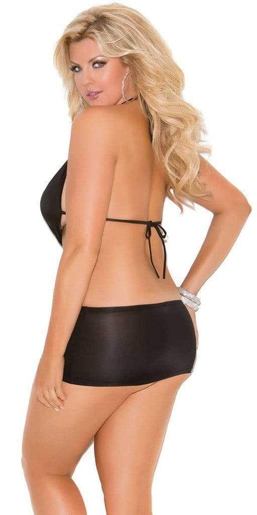 Queen Size Rhinestone Rose Deep V Mini Dress Musotica.com