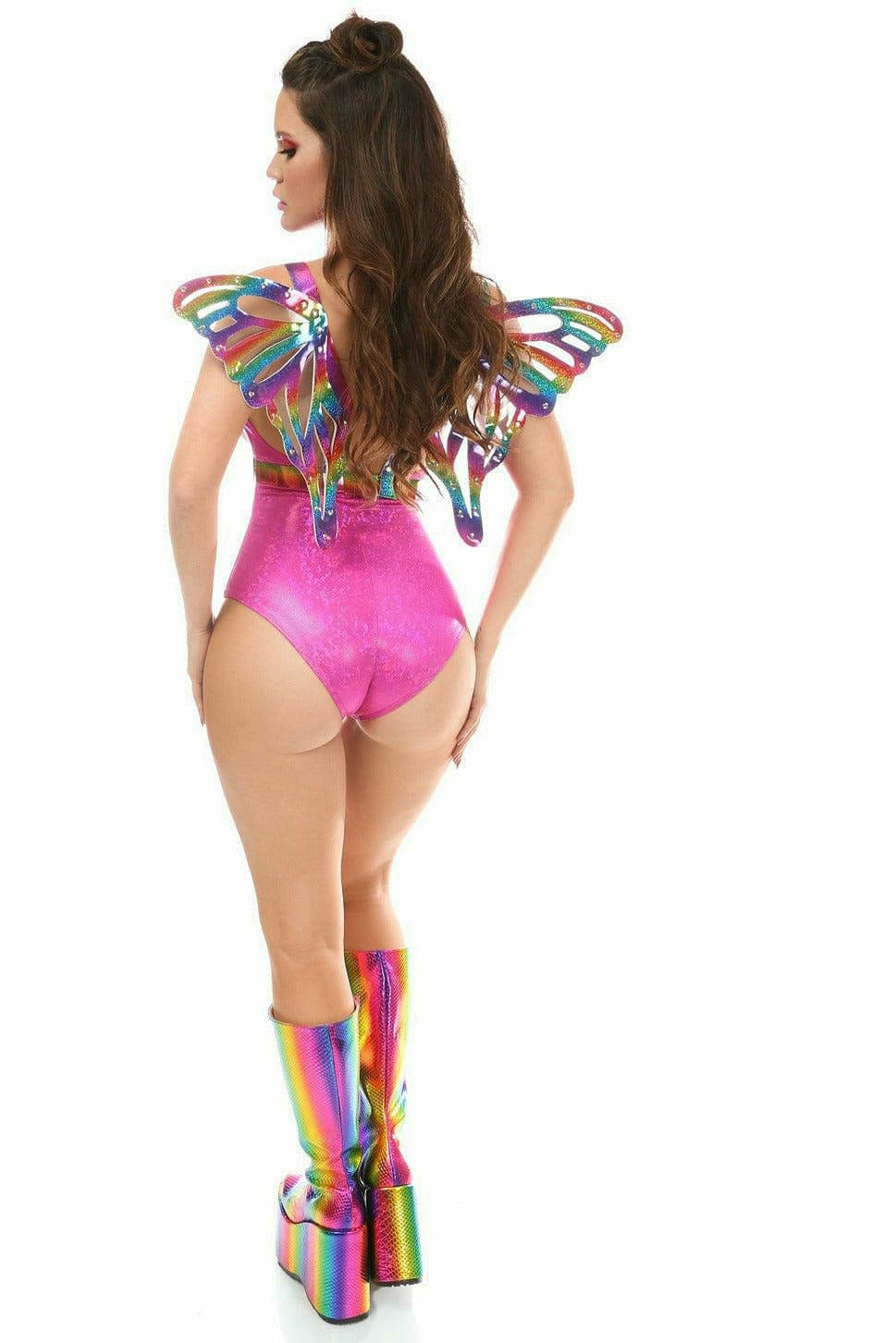 Rainbow Glitter PVC Large Butterfly Wing Body Harness Musotica.com