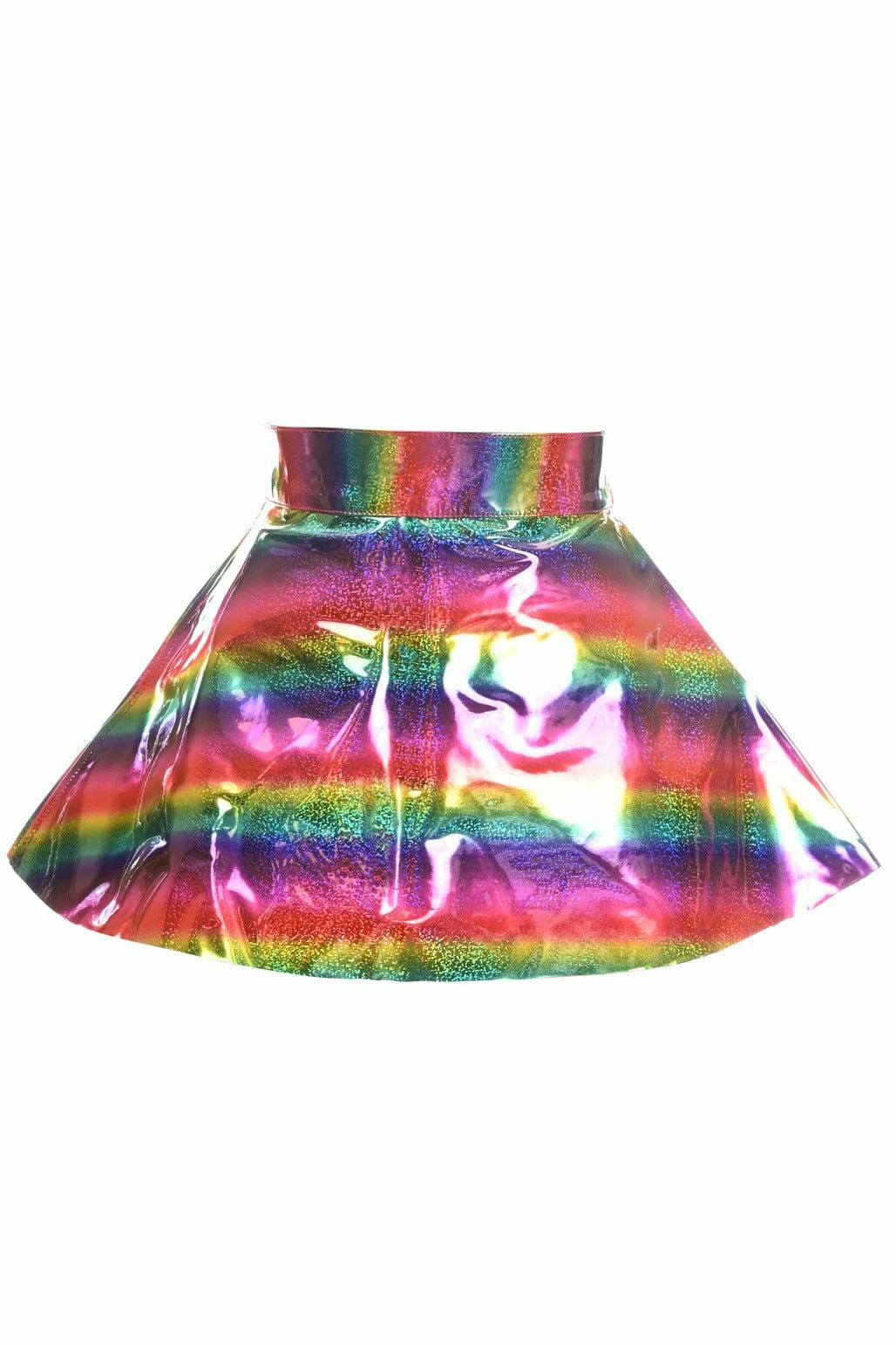 Rainbow Glitter PVC Skater Skirt Musotica.com