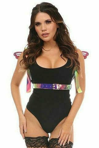 Rainbow Gold Hologram Body Harness with Wings - Small Musotica.com