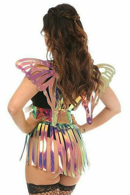 Rainbow Gold Hologram Large Butterfly Wing Body Harness Musotica.com