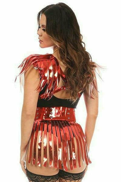 Red Metallic Fringe Skirt Musotica.com