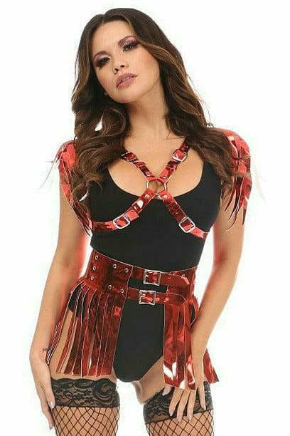 Red Metallic Fringe Skirt Musotica.com