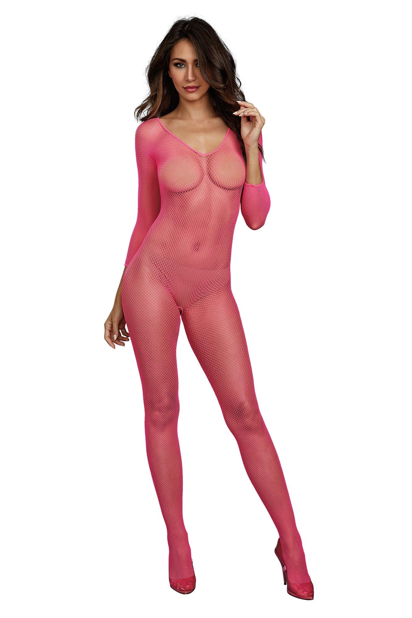 Seductive Full Body Fishnet Bodystocking with Long Sleeves Musotica.com