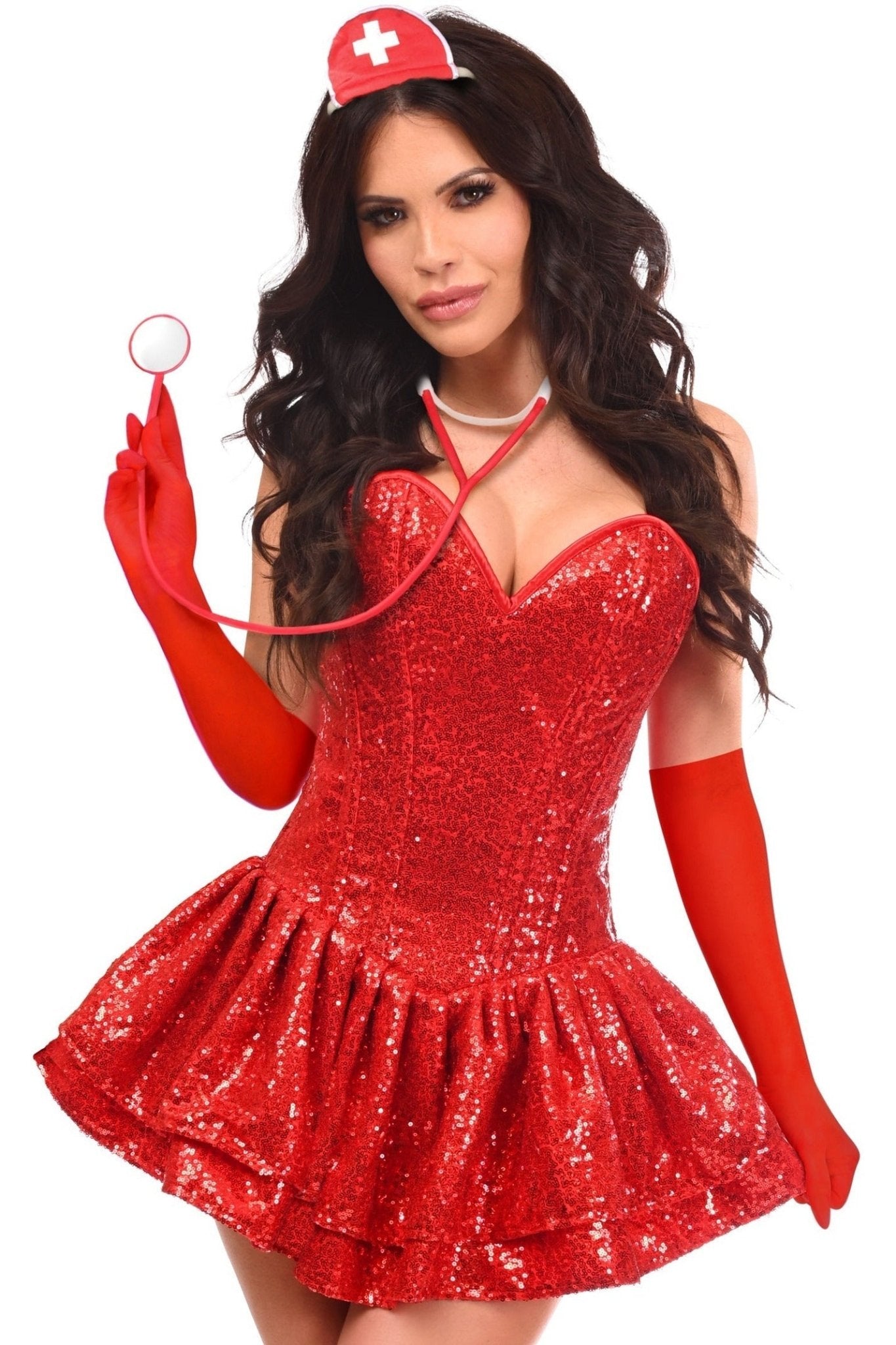 Sequin Siren Nurse 4-Piece Corset Costume Kit Musotica.com