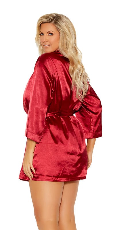 Sexy Amour Plus Size Charmeuse 3/4 Sleeve Kimono Robe Musotica.com