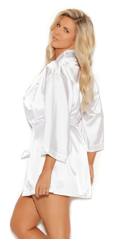 Sexy Amour Plus Size Charmeuse 3/4 Sleeve Kimono Robe Musotica.com