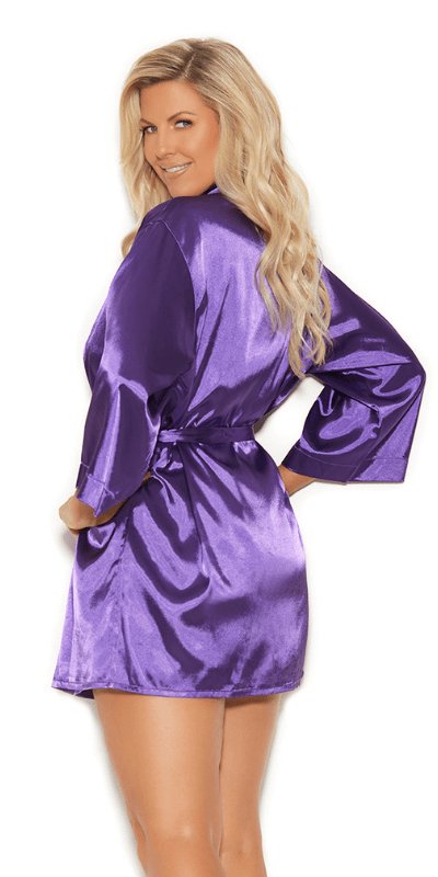Sexy Amour Plus Size Charmeuse 3/4 Sleeve Kimono Robe Musotica.com