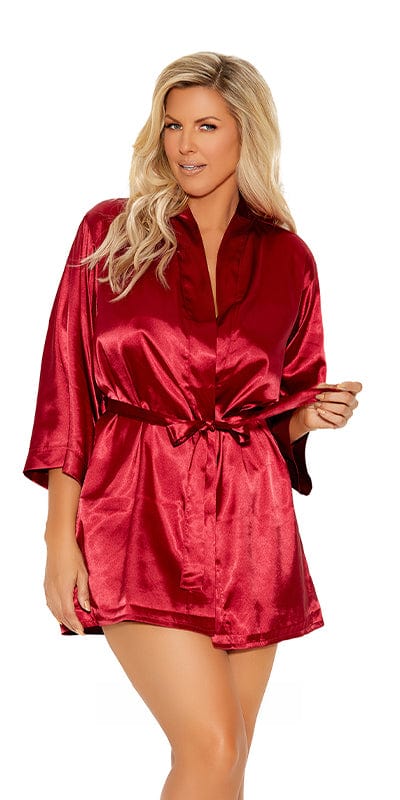 Sexy Amour Plus Size Charmeuse 3/4 Sleeve Kimono Robe Musotica.com