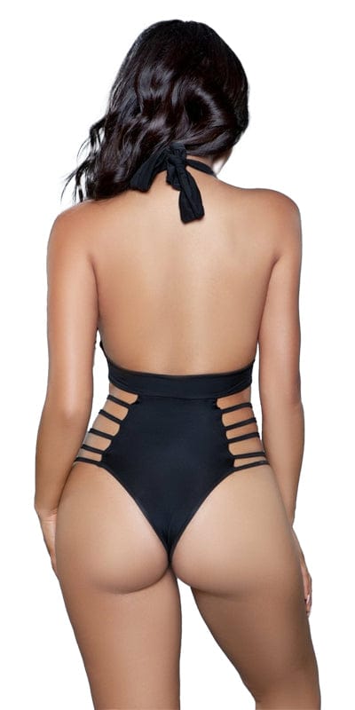 Sexy Bea Deep Plunge Halterneck Strappy Swimsuit Musotica.com