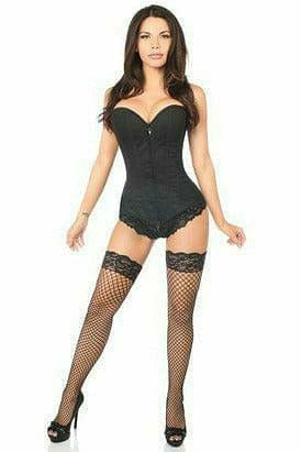 Sexy Black Cotton Overbust Corset Musotica.com