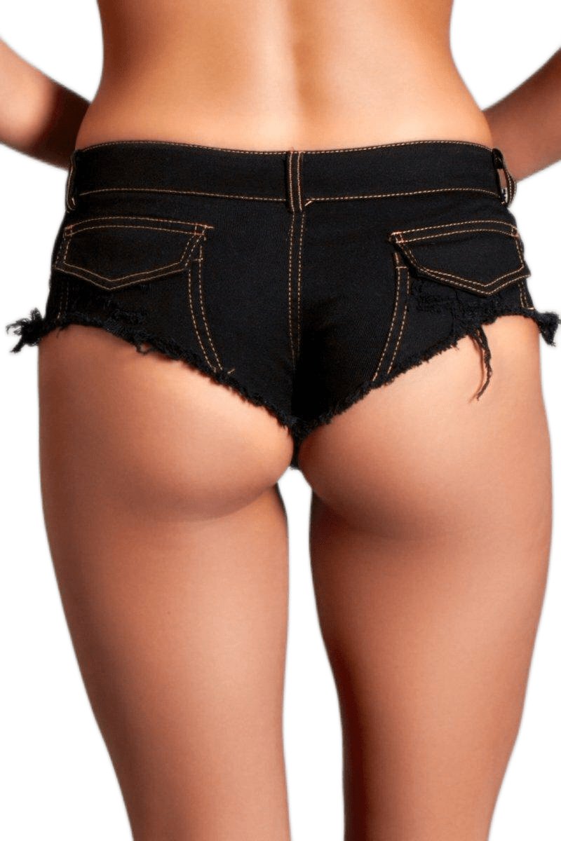 Sexy Black Denim Baby Got Back Booty Shorts Musotica.com