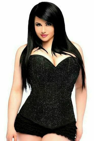 Sexy Black Glitter Side Zipper Corset Musotica.com