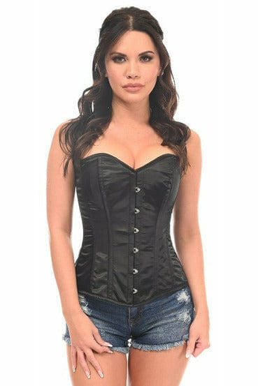 Sexy Black Satin Full Back Sweetheart Corset Musotica.com