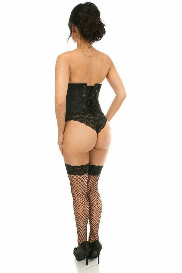 Sexy Black Satin Open Bust Underwire Short Underbust Corset Musotica.com